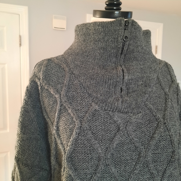 Vintage gray chunky wool half zip sweater - Picture 3 of 13